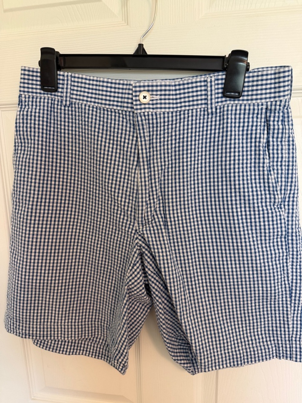 Southern Tide Blue Gingham Flat Front Shorts
